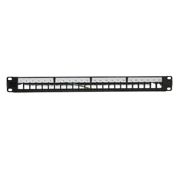 CAT5e Patchpanel 24 porter, anti-interferens, stabil, polert metall, CAT6 rackmontert panel for 19 tommers rackskap