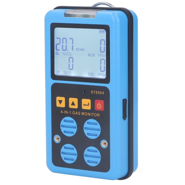 Gasmonitor 4 i 1 CO H2S O2 LEL Exakt mätning Ljud Ljus Vibrationslarm Bakgrundsbelyst display Gasdetektor