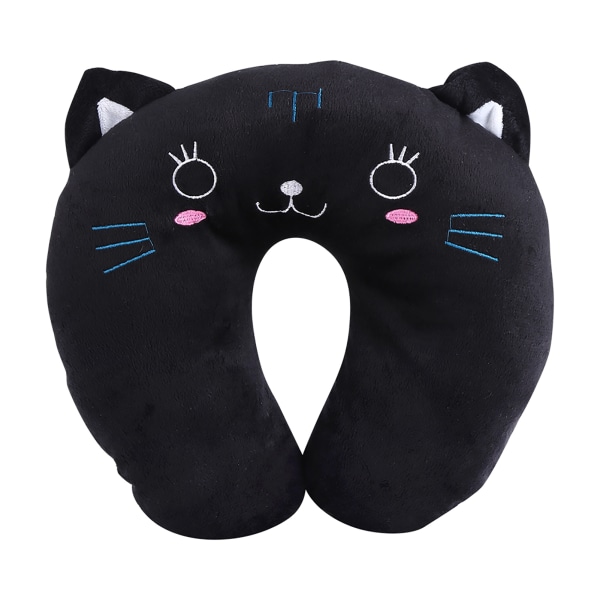 Animal Travel Neck PP Cotton Pillow Soft U Shaped Car Head Rest Toy Cushion Black Cat