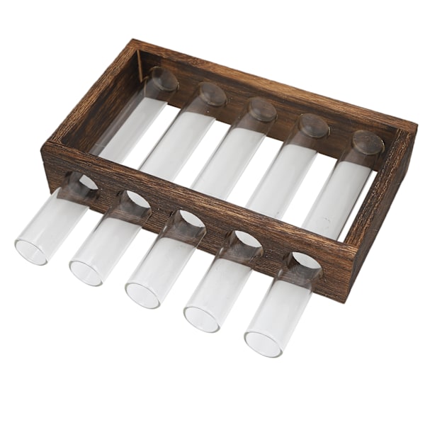 Bordsskiva Glasrör Vas Hög Borosilikat Glas Furu Stomme Retro Tube Växtvas för hydroponiska växter Heminredning5 flaskor