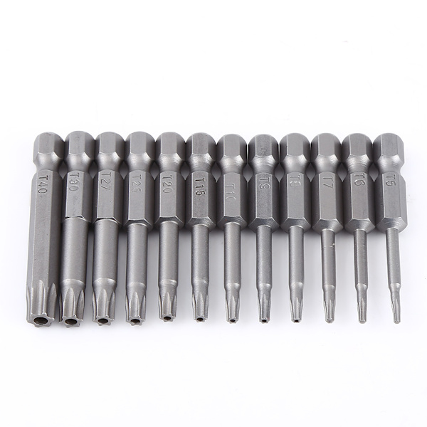 12 kpl 1/4 tuuman varsi 50 mm S2 teräs magneettiset tähtipää ruuvimeisseli Bittisetti T5-T40