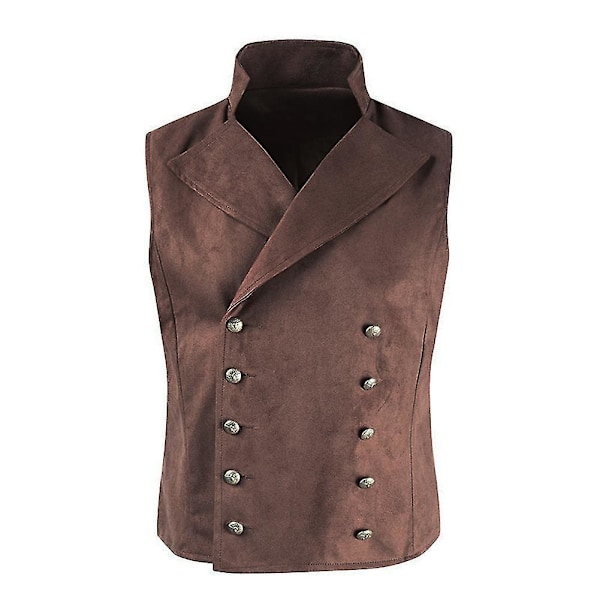 Antique Double-breasted Suede Vest for Men - Brown