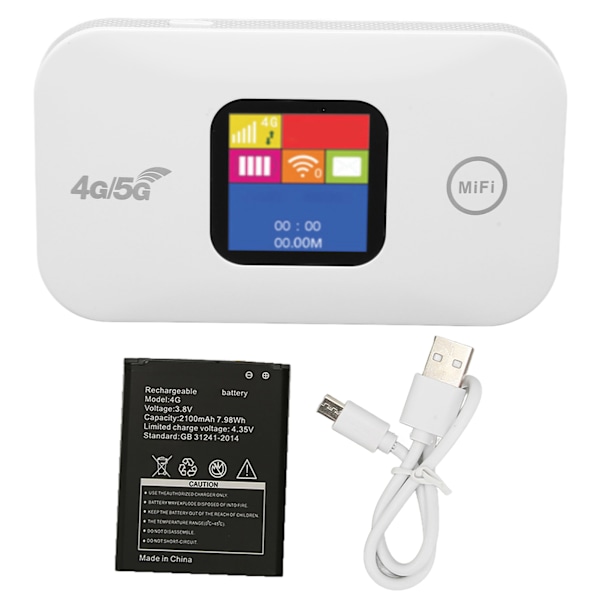 4G WiFi-router 150 Mbps SIM-kortplads Støtter 10 brugere LED-farveskærm 2100mAh Mobil WiFi Hotspot til Asien 100‑240V