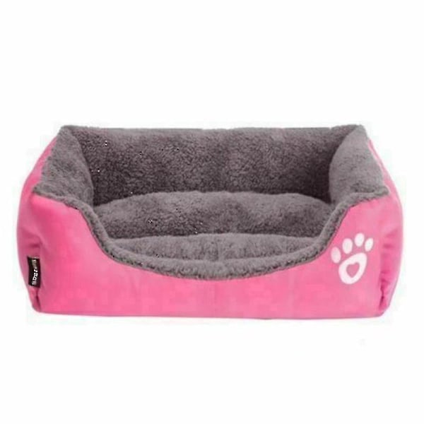 Ekstra stor rosa hundebed med myk pute, vaskbar burteppe