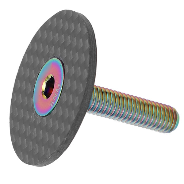Styrhuvudstopp i kolfiber för cykel, med skruv i titanlegering för mountainbike och landsvägscykel