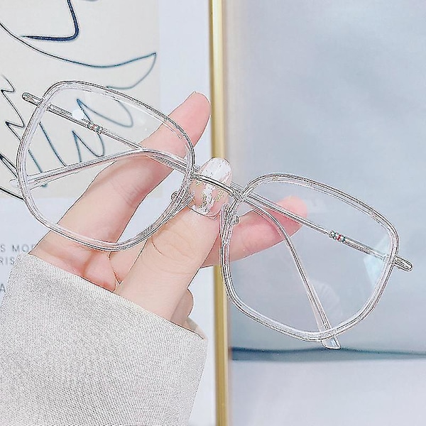 Cute Blue Light Blocking Glasses for Reading and Computer Use - 250 Degree Transparent Silver Frame