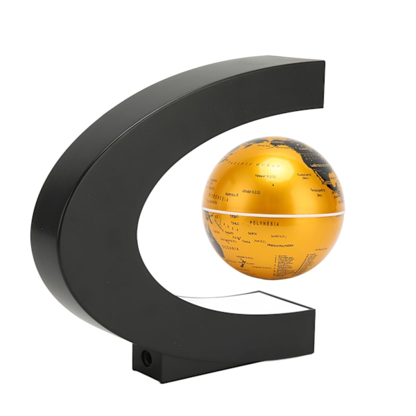 Magnetisk Levitasjonsglobus Gullfarget Innebygd LED Frostet Tekstur C-formet 3in 12V 1A Magnetisk Levitasjonsglobus Ornament for Leketøy EU Plugg 100‑240V