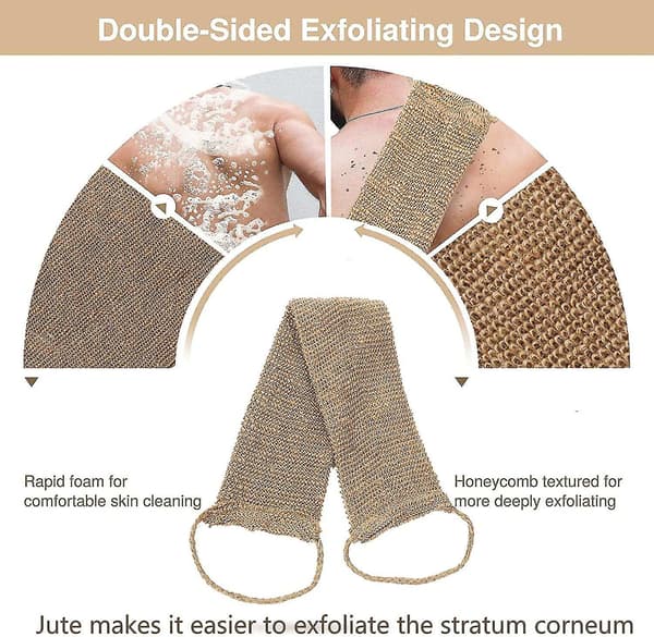 Exfoliating Back Scrubber, Natural Hemp Exfoliating Back Strap, Back Massage Belt, Body Scrubber