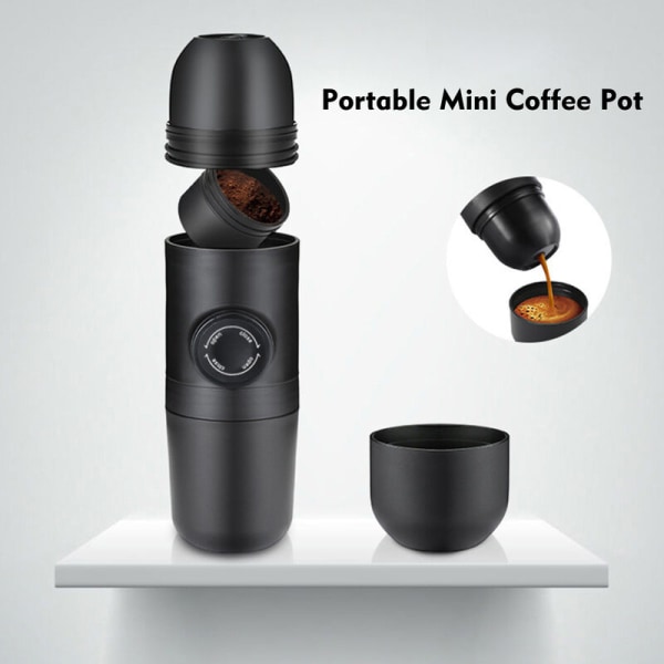 Manuell håndpresse kaffetrakter Utendørs bærbar mini kaffekopp, modell: svart