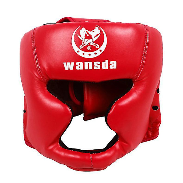 Kickboxning Träningshuvudbonad Ansiktsskydd Sparringhjälm - Röd