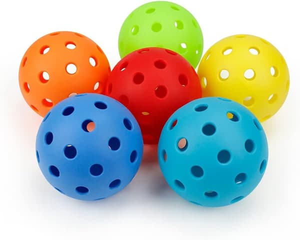 Floorball & Hockeybold, Pickleball, Sæt med 6, Spil + Træningsbold, 40 Huller