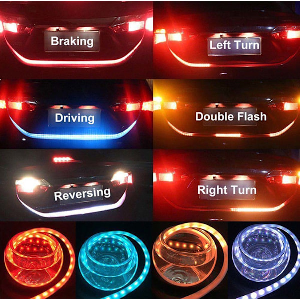 12V Bil Flow Type LED Strip Lys Bagagerum Blinklys Bar Bagagerum Strips Lampe