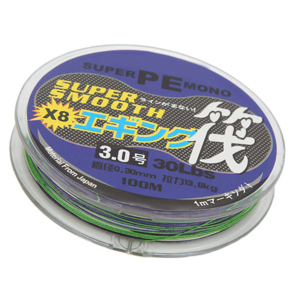 8-strenget Flettet Fiskesnor 1 Meter 1 Farve PE Fiskesnore 100 Meter Bidresistent Luya Wire Nr. 3.0
