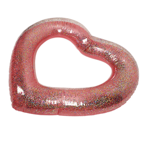 Rosegull Paljetter Hjerteform Blinkende Glitter Oppblåsbar Hjerte Poolring for Barn Voksne 120 cm/47,2 tommer
