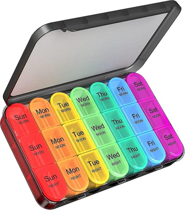 Weekly Pill Organizer 3 Times a Day - Large Pill Box 7 Day Medicine Organizer Pill Case