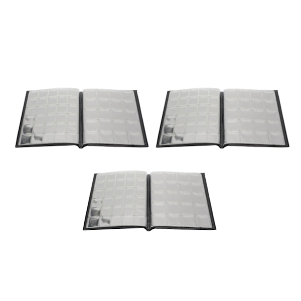 3 stk. Møntsamlingsholder Album Sort Udseende Transparent Vandtæt PVC Valutasamlingsbog Album til Husholdning