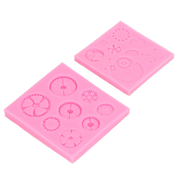2 stk Gears Kage Silikonform Punk Style Højtemperaturbestandig Klok Kugger Fondantform til DIY Dessert Chokolade