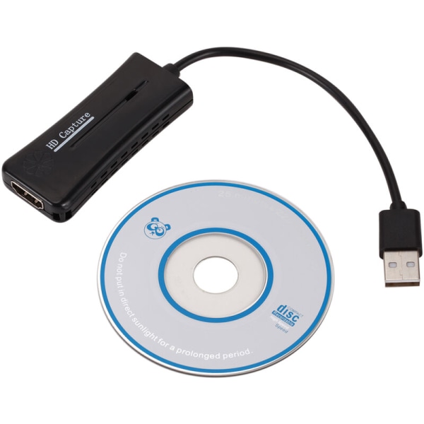 USB2.0 1080P ljud- och videoinspelningskort för livestreaming av spelundervisning Videokonferensinspelningsbox Direkt datorinspelning, modell: svart
