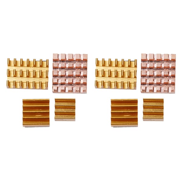 8 st Koppar Aluminium Kylfläns CPU-kylare med självhäftande tejp för Raspberry Pi 4B