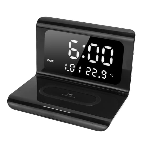 Multifunktionelt ur elektronisk kalender telefon trådløs automatisk matchende oplader