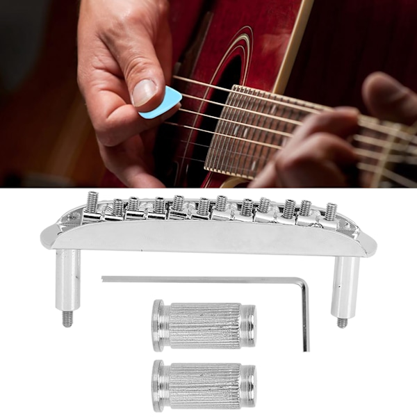 Gängad sadelgitarrbrygga för Mustang Jag J master Style-gitarrer (silver)