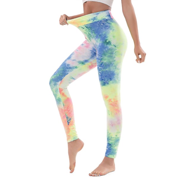 Fluorescerande blå Tie Dye hög midja XL rumplyft yoga leggings