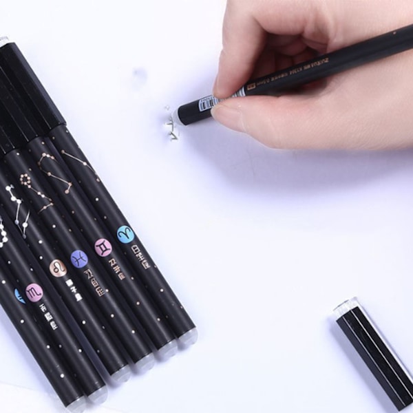 6 stk viskelæderpenne med 20 udskiftelige refill Clip Design Komfortabelt greb viskelæder gelpen med viskelæder Sort