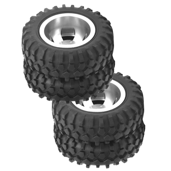 2st RC Twin Däck Hjul Däck 55mm Dia Passform för WPL D12 1/10 Fjärrkontroll TruckSilver