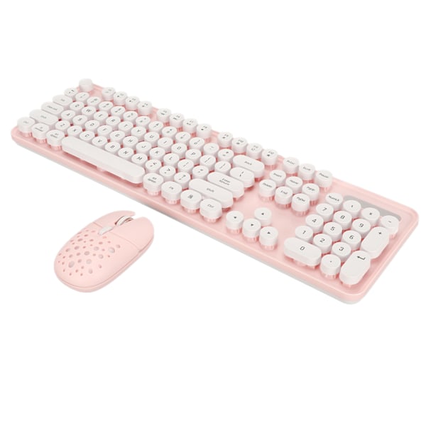 Langaton näppäimistö ja hiiriyhdistelmä Pure Color Retro 2.4G langaton näppäimistöhiiri pyöreillä näppäimillä ja numeronäppäimistöllä Vaaleanpunainen lyhyt