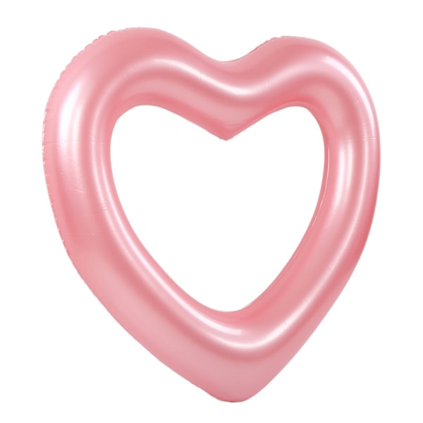 Hjerteformet badeflåte 120 cm tykk, rivebestandig PVC-material Oppblåsbare badeflåter for bassengfester strender Roségull Rosa