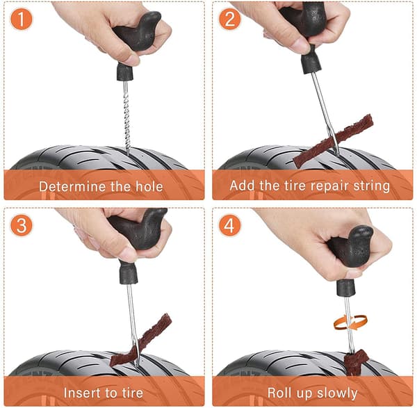 Dækreparationssæt med gummi og værktøj 8 dele 138