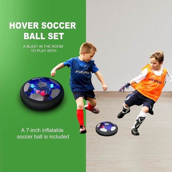 Hover fotball, oppladbar luftfotball innendørs flytende fotball med led lys for barn, små jenter