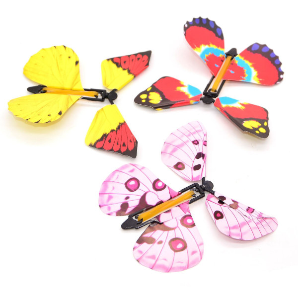 Magic Butterfly 2 stk Magic Flying Butterfly Card Gummibånd Sommerfugl som fødselsdagsgave Tilfældig farve