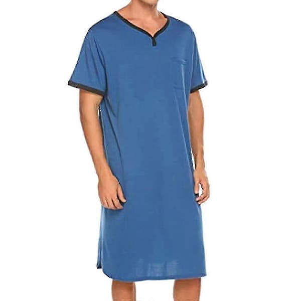 Herr Nattskjorta Loungewear Nattlinne Enfärgad Sovkläder L L Blue