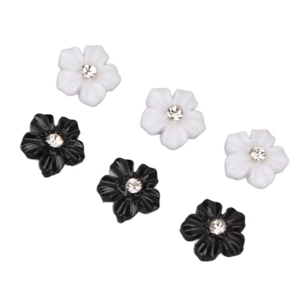Nageldekorationer med 3D-blomma Svart Vit 5 Kronblad Blomma Nagelprydnader för DIY Nageldekoration