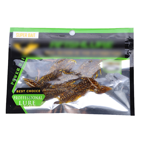 4 stk. brune silikonfiskekreps lokker for ferskvann og saltvann (6#)