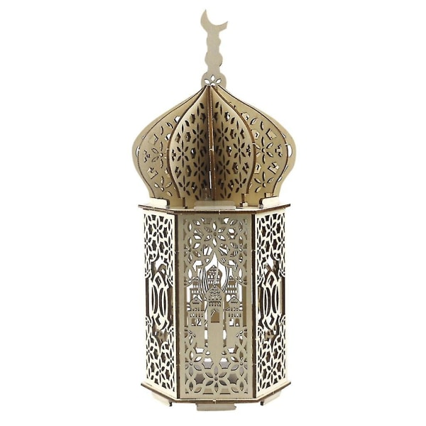 Puiset Ramadan Eid Mubarak -koristeet kodin kuun led-kynttilöiden valoon Yellow