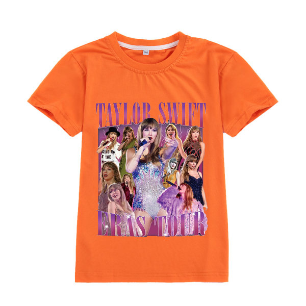Barn Taylor Swift T-shirt Print Kortärmad T-shirt Toppar Swiftie Fans Konsertpresenter 130cm Orange 8#