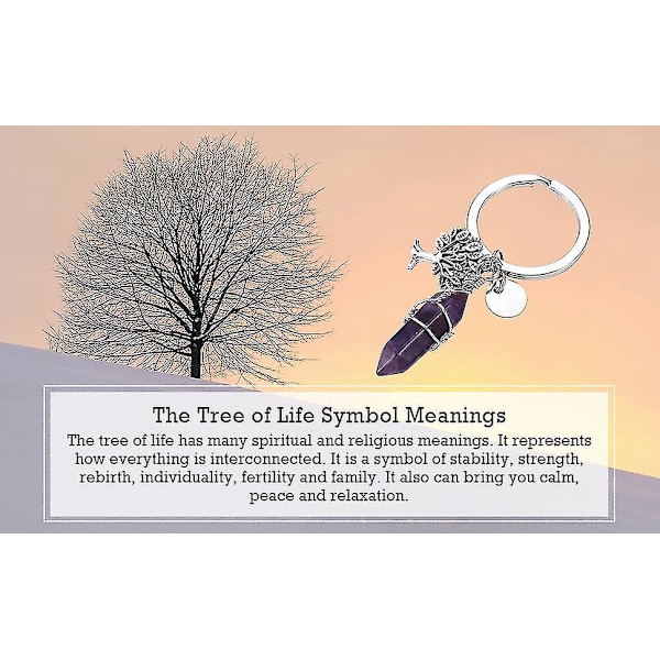 Hexagonalt Rose Quartz Krystal Healing Vedhæng med Livets Træ Charm Nøglering