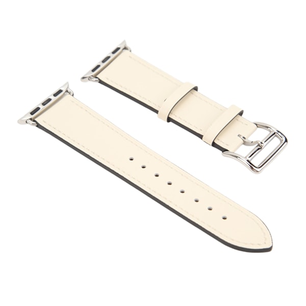 Smartwatch Läderrem Universal Smart Watch Replacement Band Rem för IWatch Series SE 8 7 6 5 4 3 2 1 38mm 40mm 41mm Beige