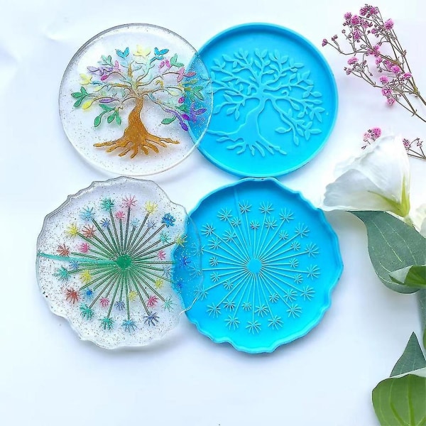 Molds hartsivalulle Epoksihartsi Voikukka Tree Of Life Mirror Coaster, Life Tree