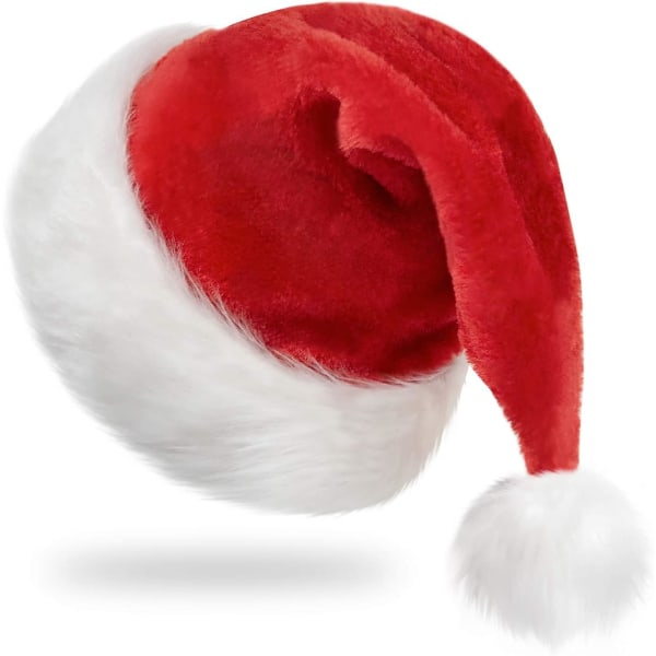 Jouluhattu, joulupukin hattu, joulujuhlahattu aikuisille, unisex sametti klassinen joulupukkihattu jouluksi uudeksi vuodeksi Juhlajuhlatarvikkeet