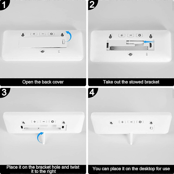 【NX】Digital Wall Clock Battery Operated, Digital Clock with Large Digits, Temperature Display, White