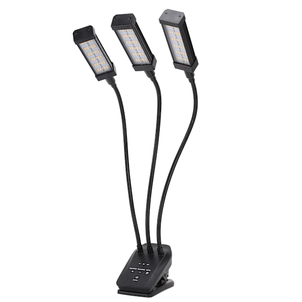 LED Vækstlys 3 Hoved 360° Justerbar Timeret Plantevækstlampe til Drivhuse Kontor 100‑240V Sort EU-stik