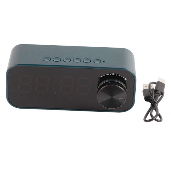 Mini Bluetooth Högtalare Tung Bas Dubbel Väckarklocka Portabel Trådlös Högtalare med LED-Display Blå