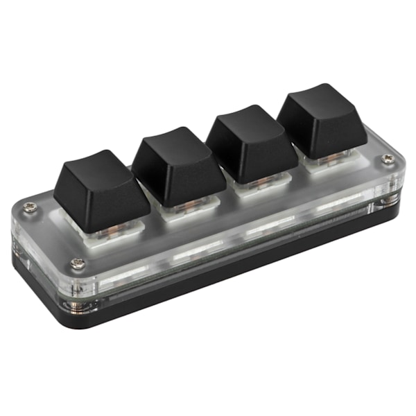 Mini 4 Key Gaming Tangentbord Mekanisk knappsats Typ C till USB Interface Programmering Svart med RGB-ljus