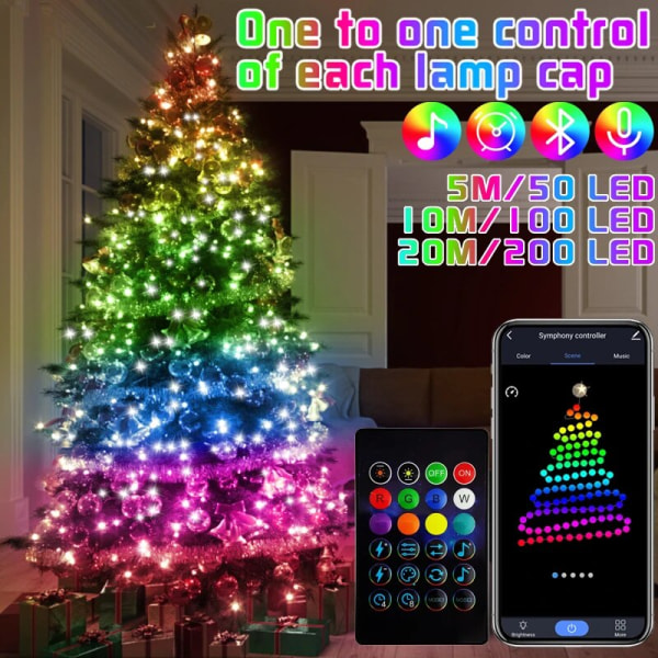 Christmas Tree RGB Lights Smart Bluetooth Control USB LED String Lamp