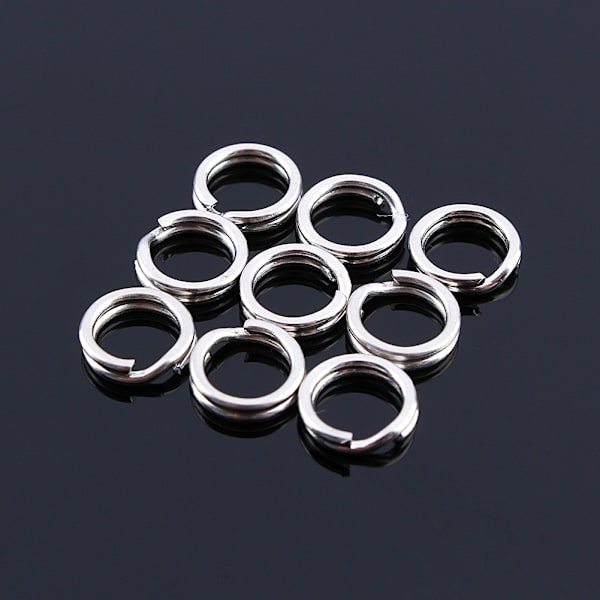 Hot 200 stk. Fiskegrej Solidt Rustfrit Stål Snap Split Ring Lure Tackle Connector