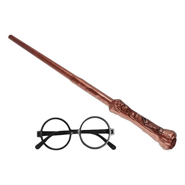 Taikasauva 36 cm pitkä, valo- ja ääniefekteillä, kestävää muovia, paristokäyttöinen, cosplay-sauva ja lasit juhliin ja roolileikkeihin