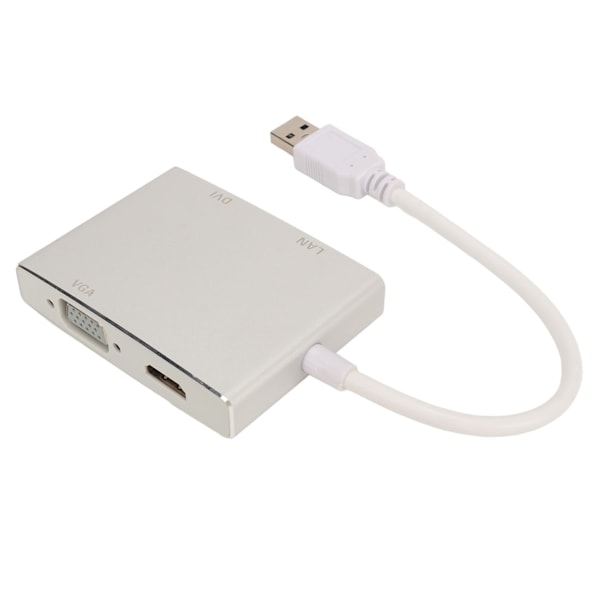 USB 3.0 Videoadapter 4 i 1 USB til HD Multimedia Interface VGA DVI Hub med Netværkskort